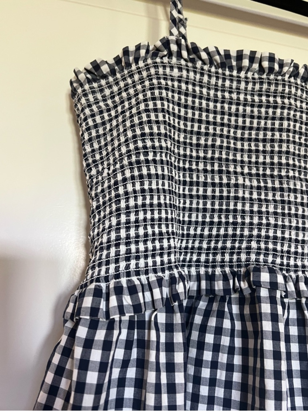 J. CREW LIKE NEW Smocked Poplin Gingham Midi Dress SZ M - Picture 3 of 9